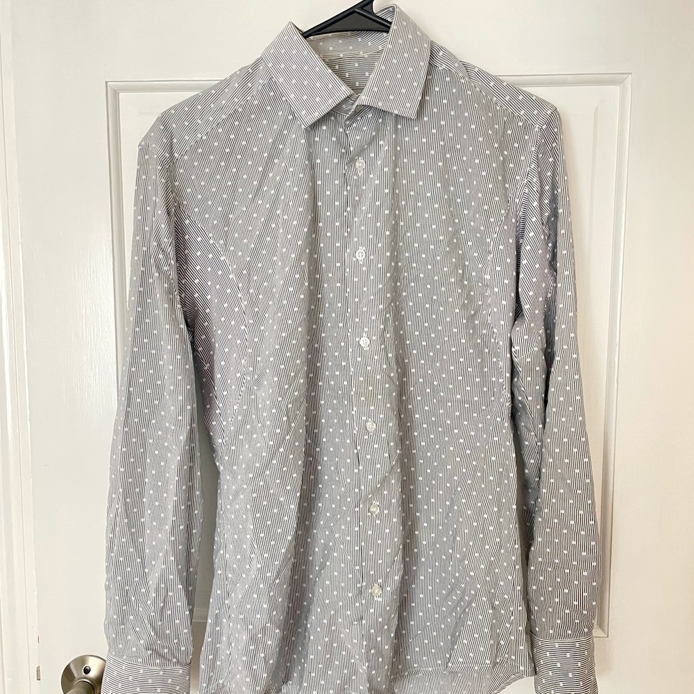 Lawrence Hunt - Slim Dress Shirt “Woodward” Gray Dots - NO SWEAT